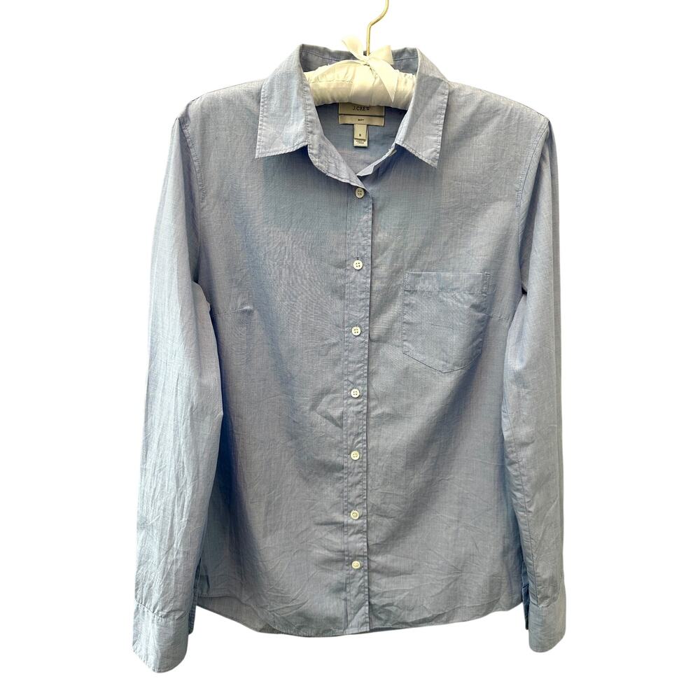 J.CREW Boy Fit Blue Oxford Button Up Shirt 100% Cotton Pocket Top | Size 6